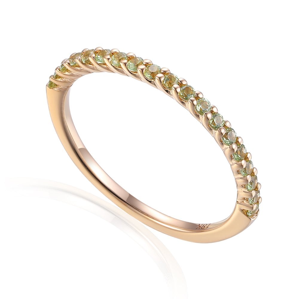 18ct Rose Gold Green Peridot Half Eternity Ring - 0.30ct