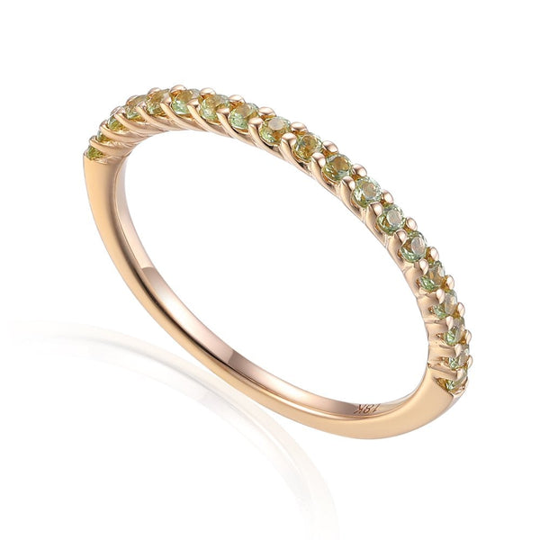 18ct Rose Gold Green Peridot Half Eternity Ring - 0.30ct