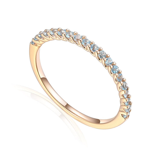 18ct Rose Gold Blue Topaz Half Eternity Ring - 0.31ct