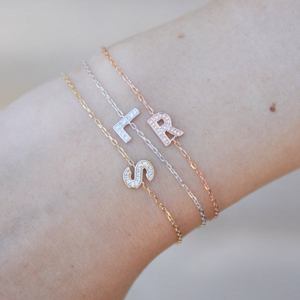 9ct Rose Gold Diamond Initial Z Bracelet - 6"/6.5"/7" - 0.06ct