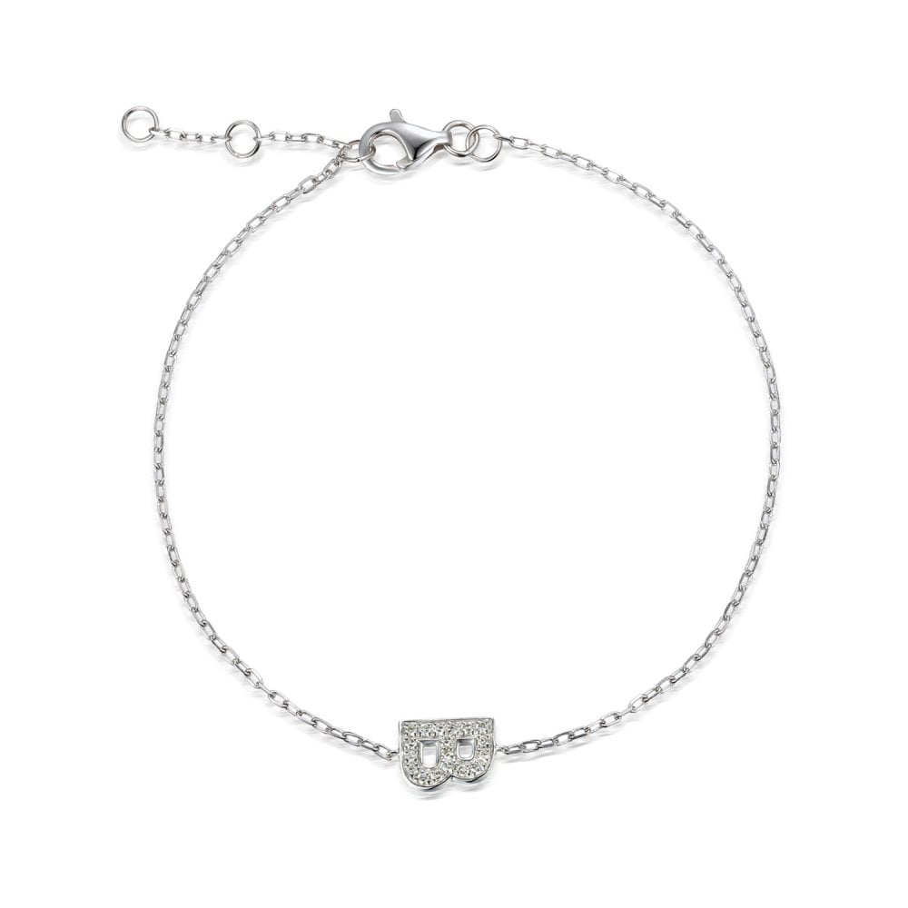 9ct Yellow Gold Diamond Initial B Bracelet - 6"/6.5"/7" - 0.07ct