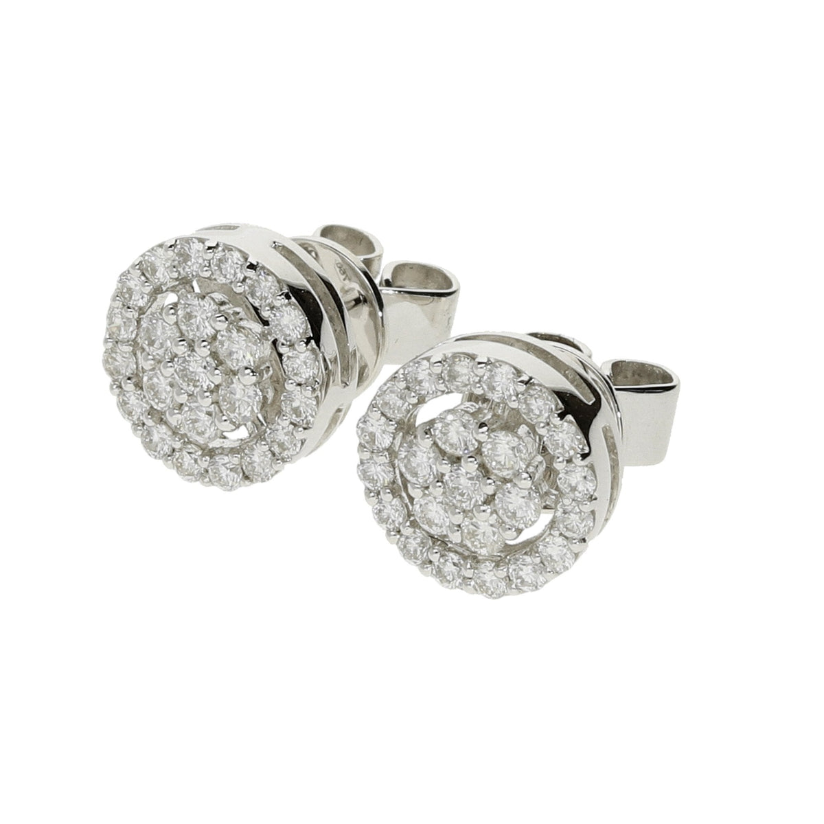 18ct White Gold Diamond Halo Earrings  - 0.30ct
