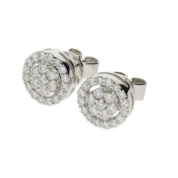 18ct White Gold Diamond Halo Earrings  - 0.30ct