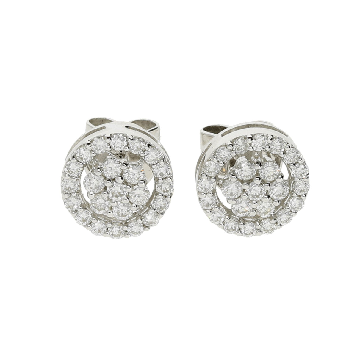 18ct White Gold Diamond Halo Earrings  - 0.30ct