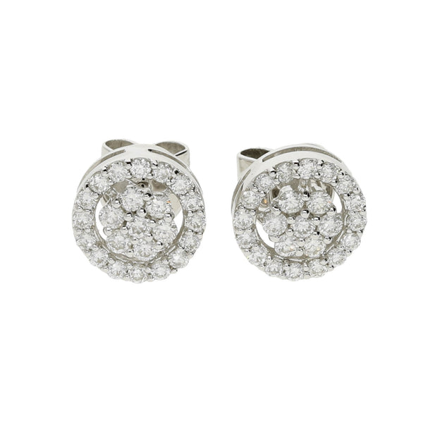 18ct White Gold Diamond Halo Earrings  - 0.30ct