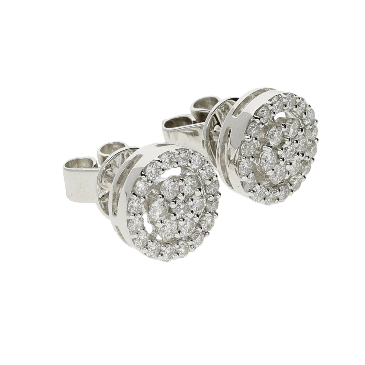 18ct White Gold Diamond Halo Earrings  - 0.30ct