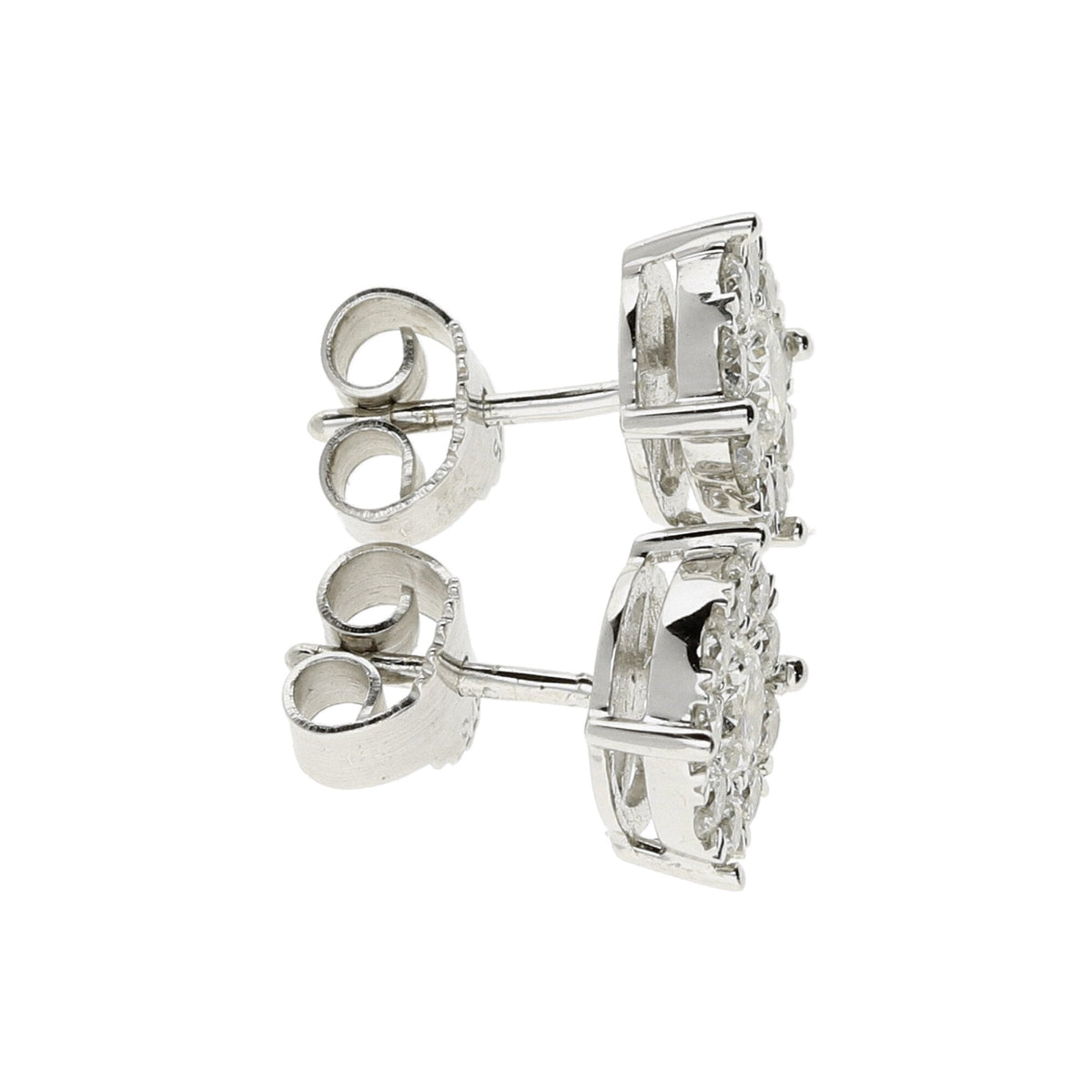 9ct White Gold Diamond Cluster Earrings - 1.00ct