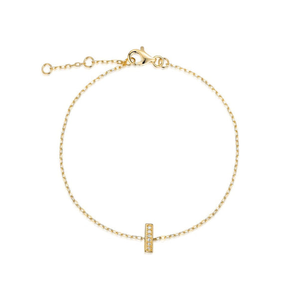 9ct Yellow Gold Diamond Initial I Bracelet - 6"/6.5"/7" - 0.02ct