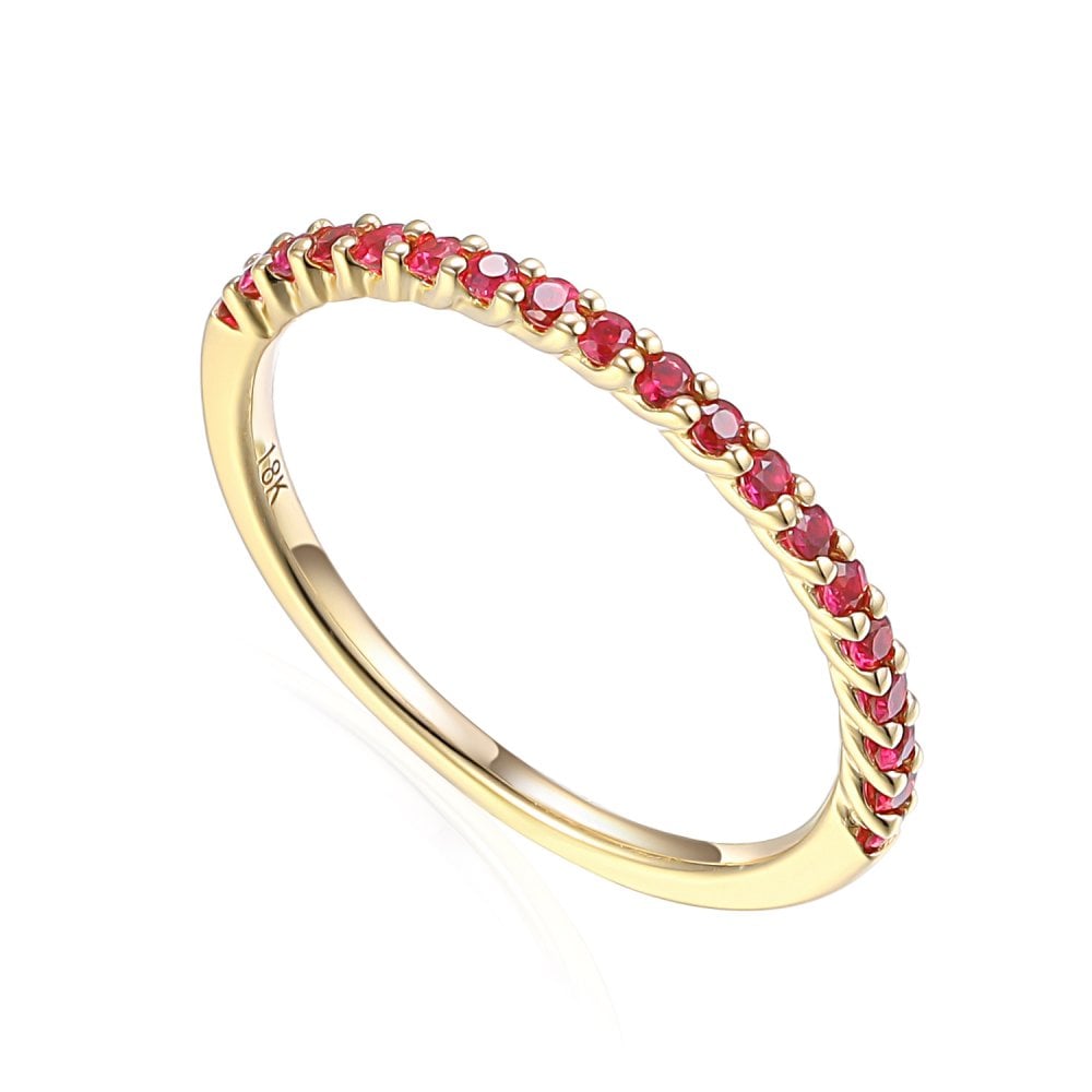 18ct Yellow Gold Pink Tourmaline Half Eternity Ring - 0.30ct