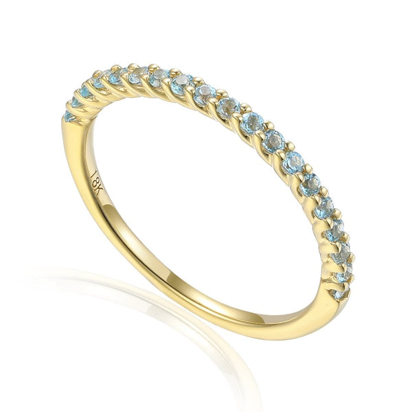 18ct Yellow Gold Blue Topaz Half Eternity Ring - 0.30ct