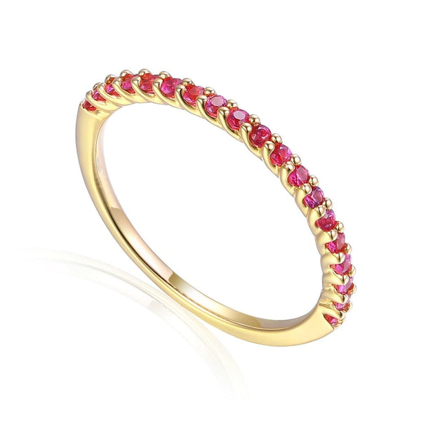 18ct Yellow Gold Pink Sapphire Half Eternity Ring - 0.28ct