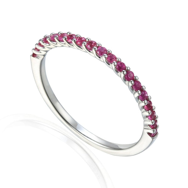 18ct White Gold Pink Sapphire Half Eternity Ring - 0.29ct