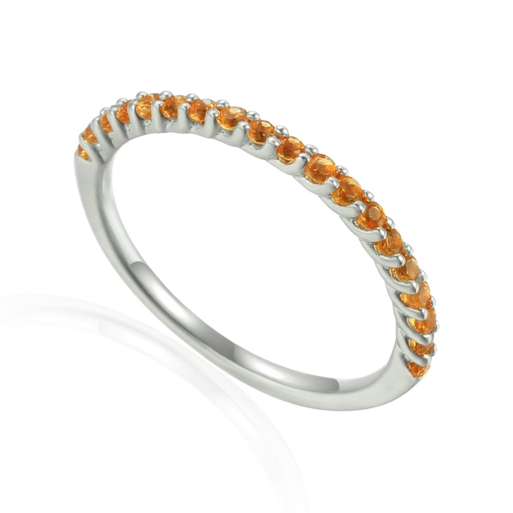18ct White Gold Citrine Half Eternity Ring - 0.20ct