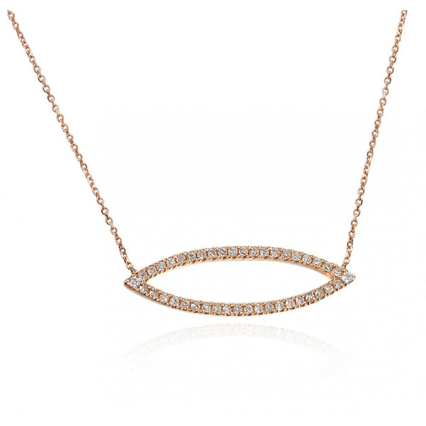 18ct Rose Gold Open Marquise Diamond Necklace - 16/18" - 0.16ct