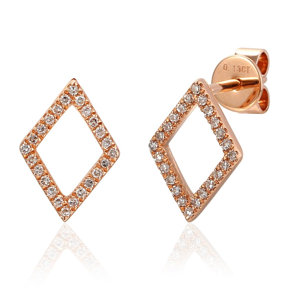 Ladies 18ct Rose Gold Open Diamond Set Stud Earrings