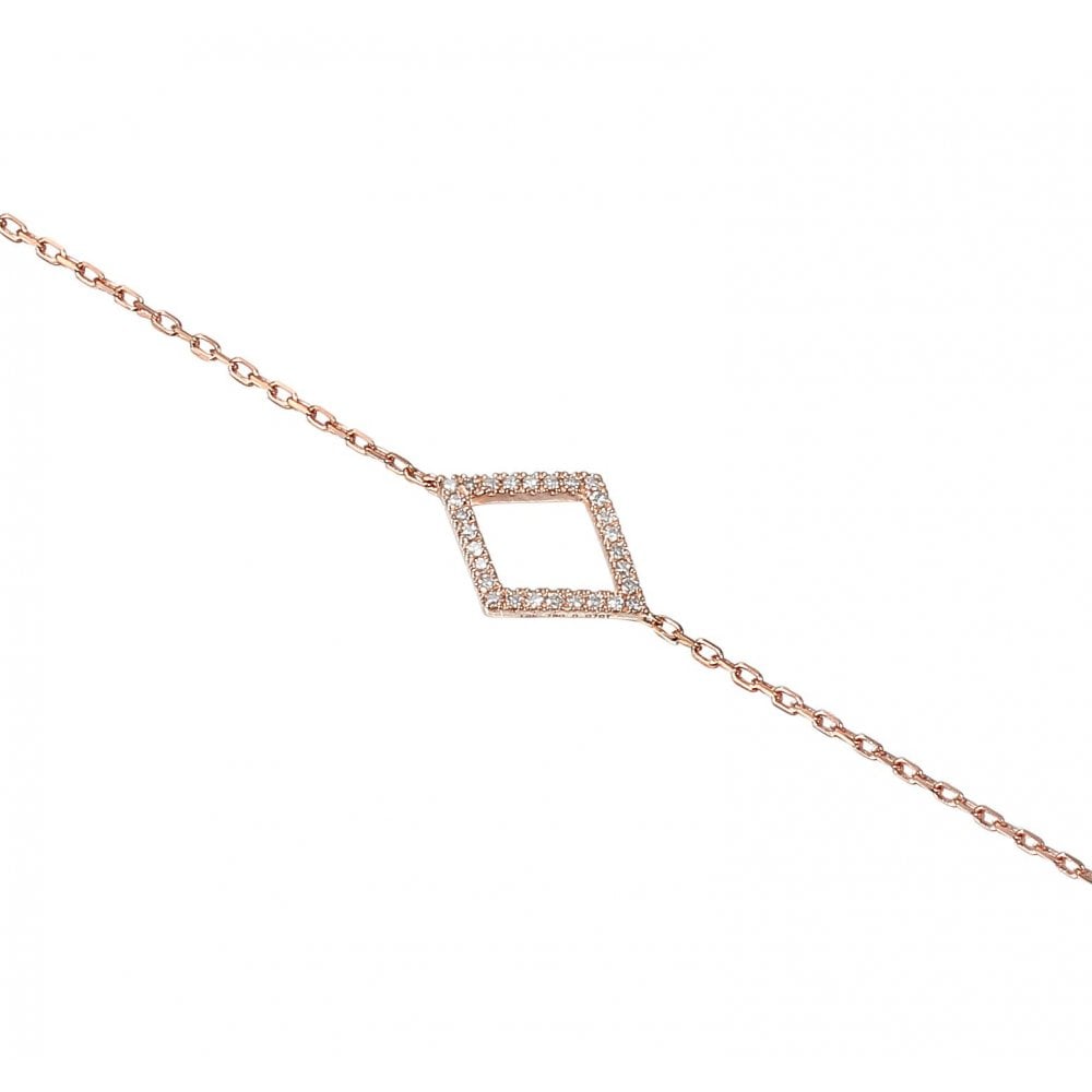 Ladies 18ct Rose Gold Open Diamond Set Bracelet