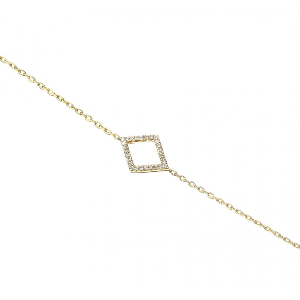 Ladies 18ct Yellow Gold Open Diamond Set Bracelet