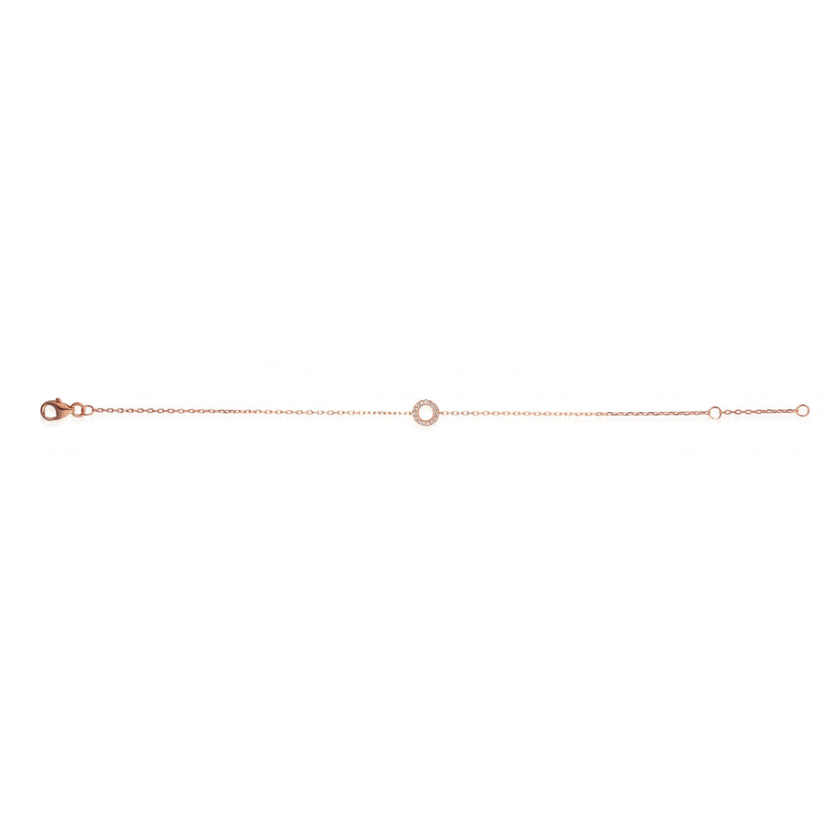 Ladies 18ct Rose Gold Open Circle Diamond Set Bracelet