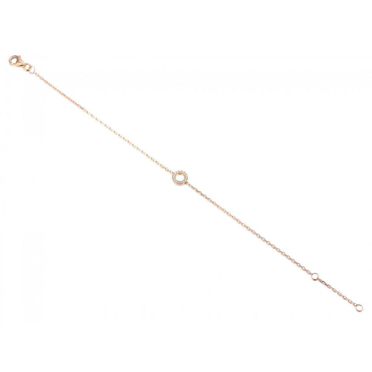 Ladies 18ct Rose Gold Open Circle Diamond Set Bracelet