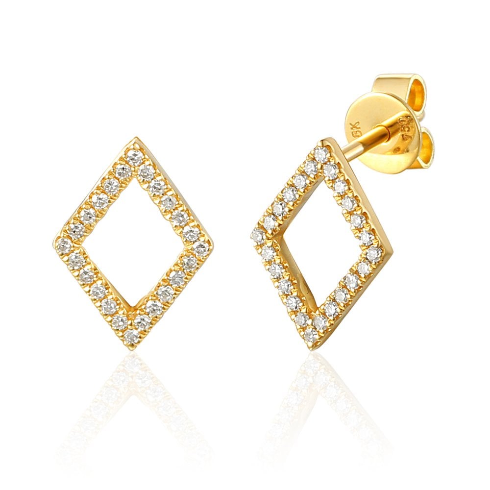 Ladies 18ct Yellow Gold Diamond Set Stud Earrings