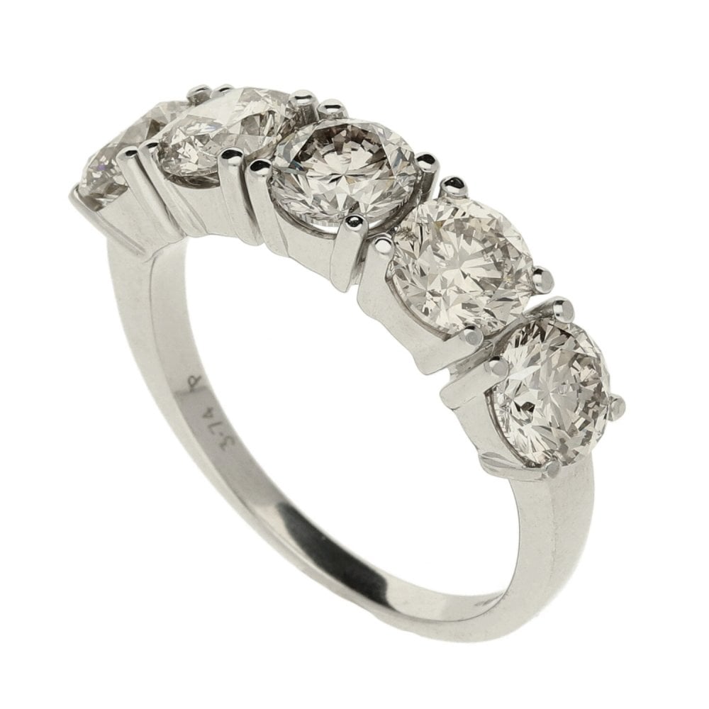 18ct White Gold Diamond 5 Stone 3.74ct Ring