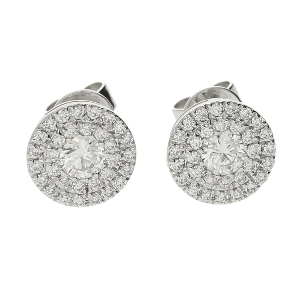 Ladies 18ct White Gold Diamond Halo Set Cluster Earrings