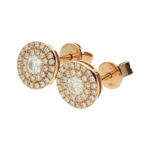 Ladies 18ct Rose Gold Diamond Set Cluster Stud Earrings