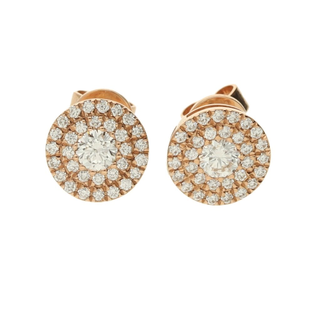 Ladies 18ct Rose Gold Diamond Set Cluster Stud Earrings
