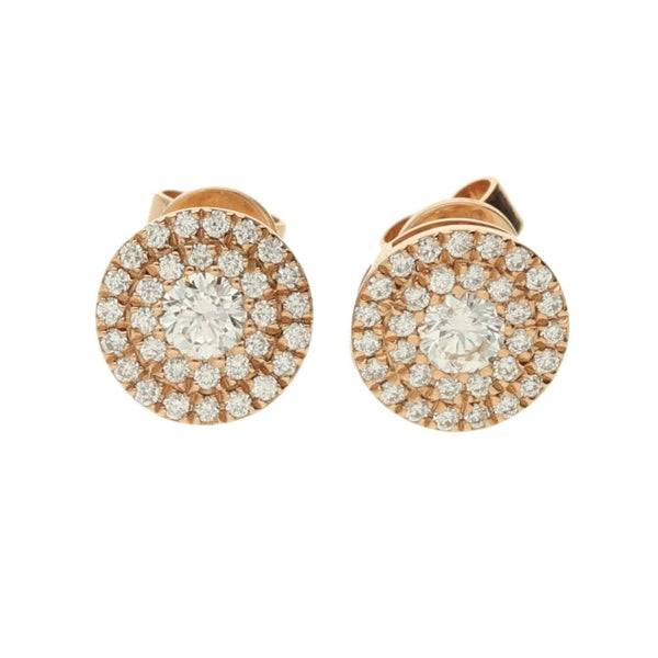 Ladies 18ct Rose Gold Diamond Set Cluster Stud Earrings