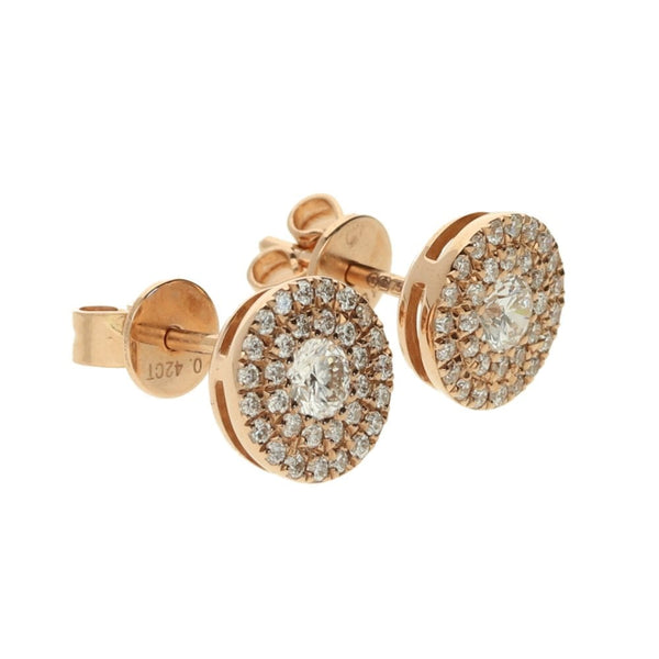 Ladies 18ct Rose Gold Diamond Set Cluster Stud Earrings