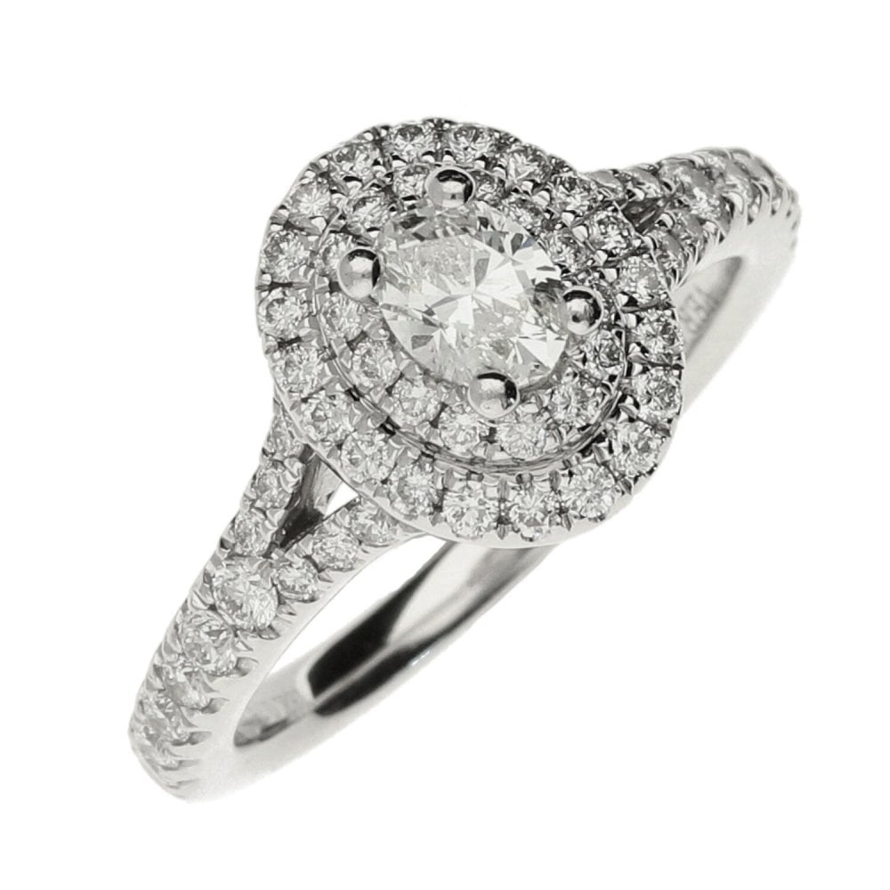 Ladies 18ct White Gold Vera Wang Love Diamond Halo Ring - 0.75ct