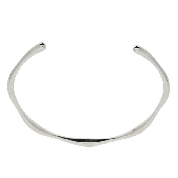 Ladies 9ct White Gold Bones Style Torque Bangle