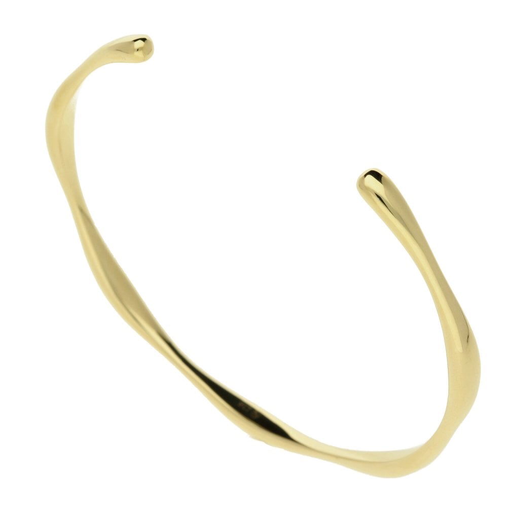 Ladies 9ct Yellow Gold Bones Style Torque Bangle