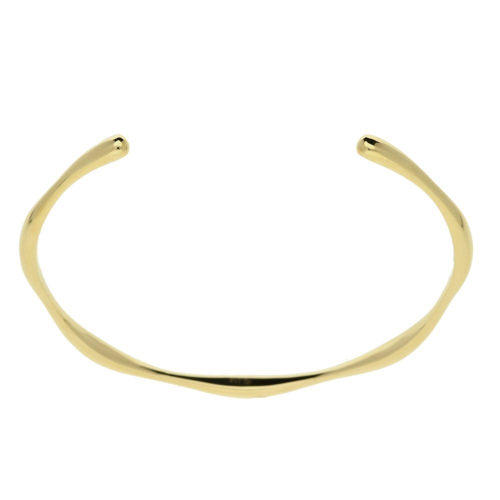 Ladies 9ct Yellow Gold Bones Style Torque Bangle