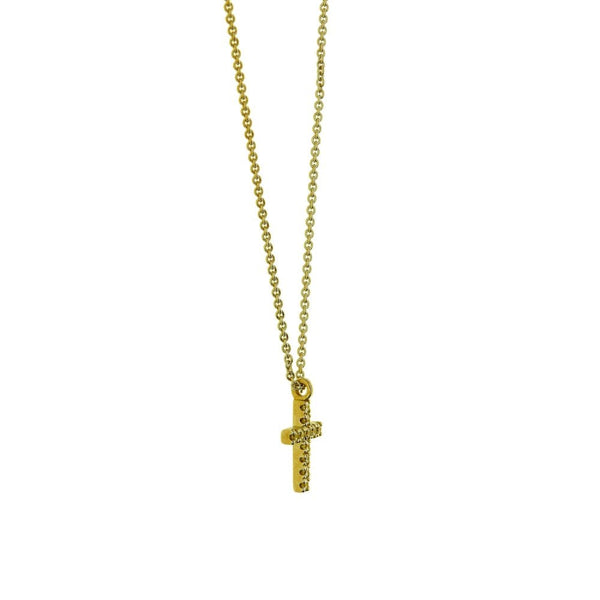 9ct Yellow Gold Diamond Cross & Necklace - 18" - 0.06ct