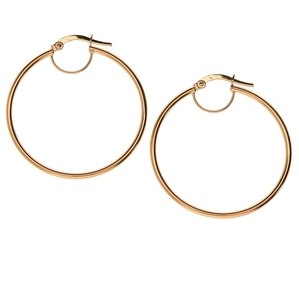 Ladies 9ct Rose Gold Plain Hoop Earrings