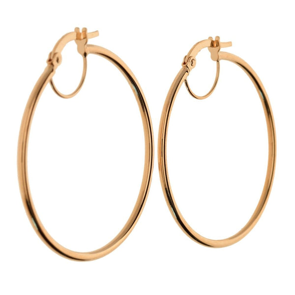 Ladies 9ct Rose Gold Plain Hoop Earrings