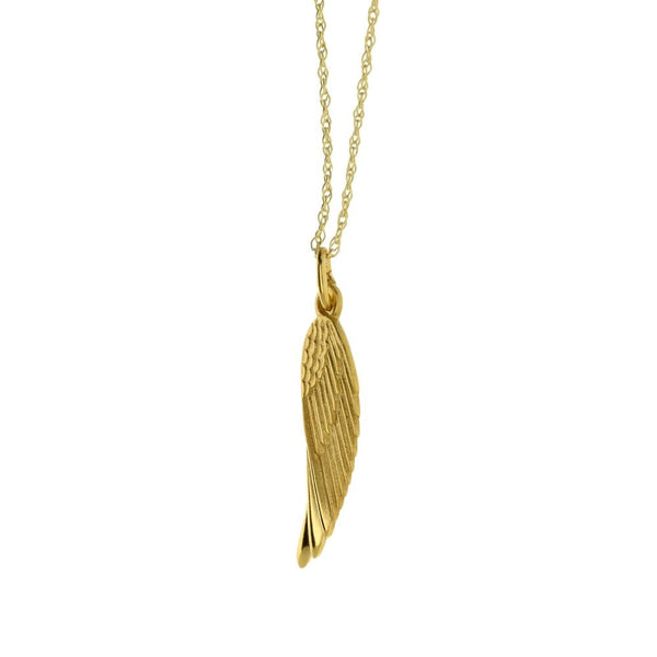 Ladies 9ct Yellow Gold Angel Wing Pendant & Chain - 18"
