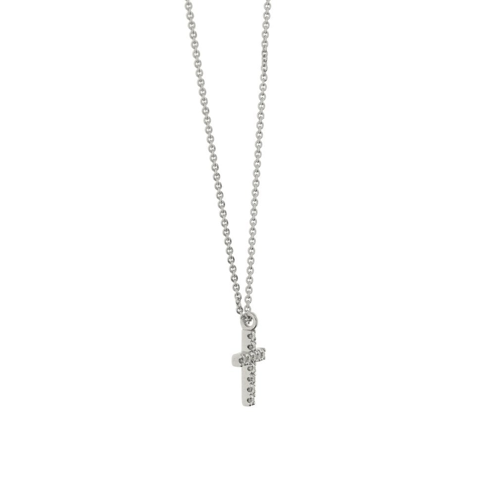 9ct White Gold Diamond Cross Pendant & Necklace - 18" - 0.06ct