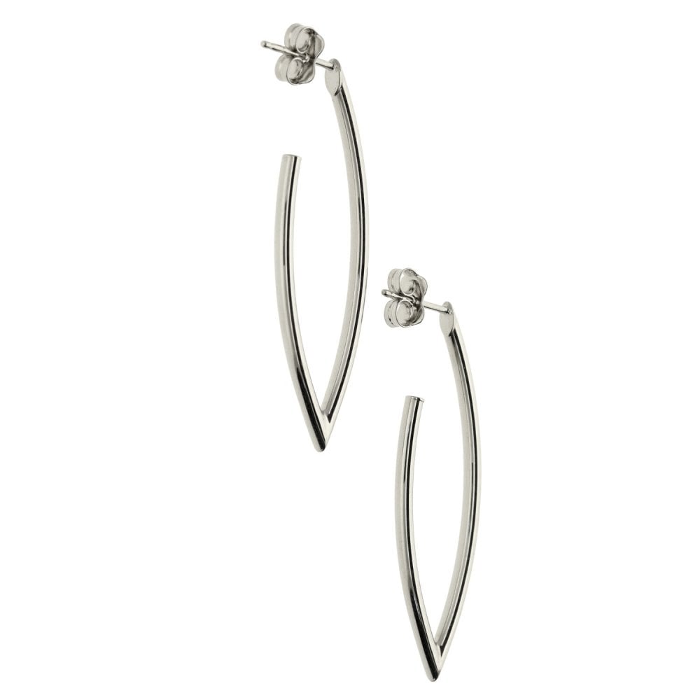 Ladies 9ct White Gold Open Curve Drop Earrings