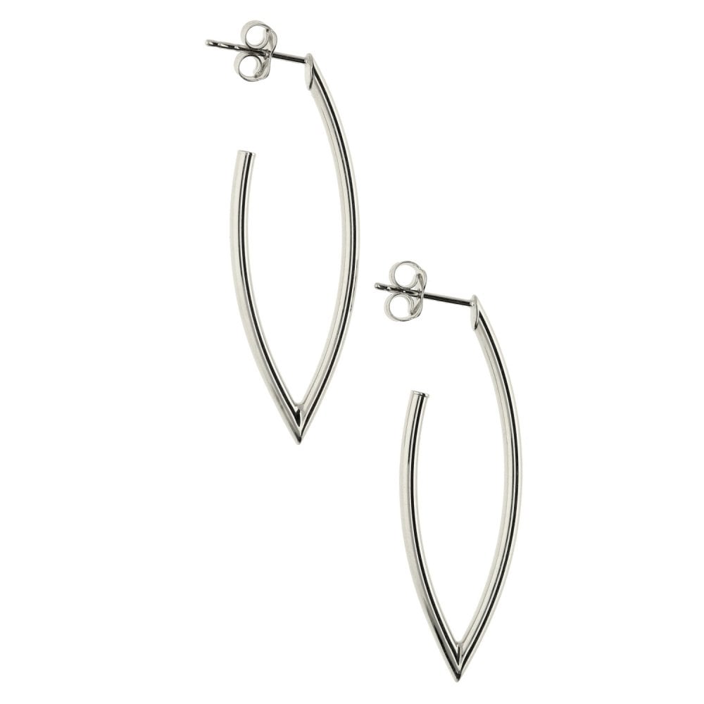 Ladies 9ct White Gold Open Curve Drop Earrings