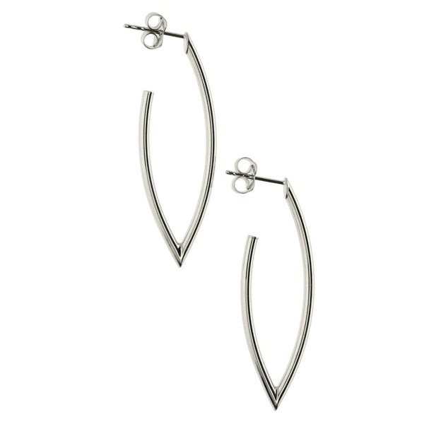 Ladies 9ct White Gold Open Curve Drop Earrings