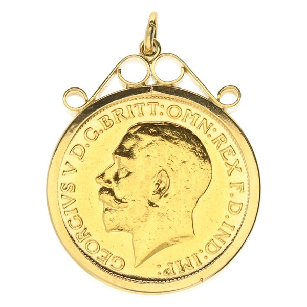 Yellow Gold King George V Full Sovereign Coin Pendant - 1914