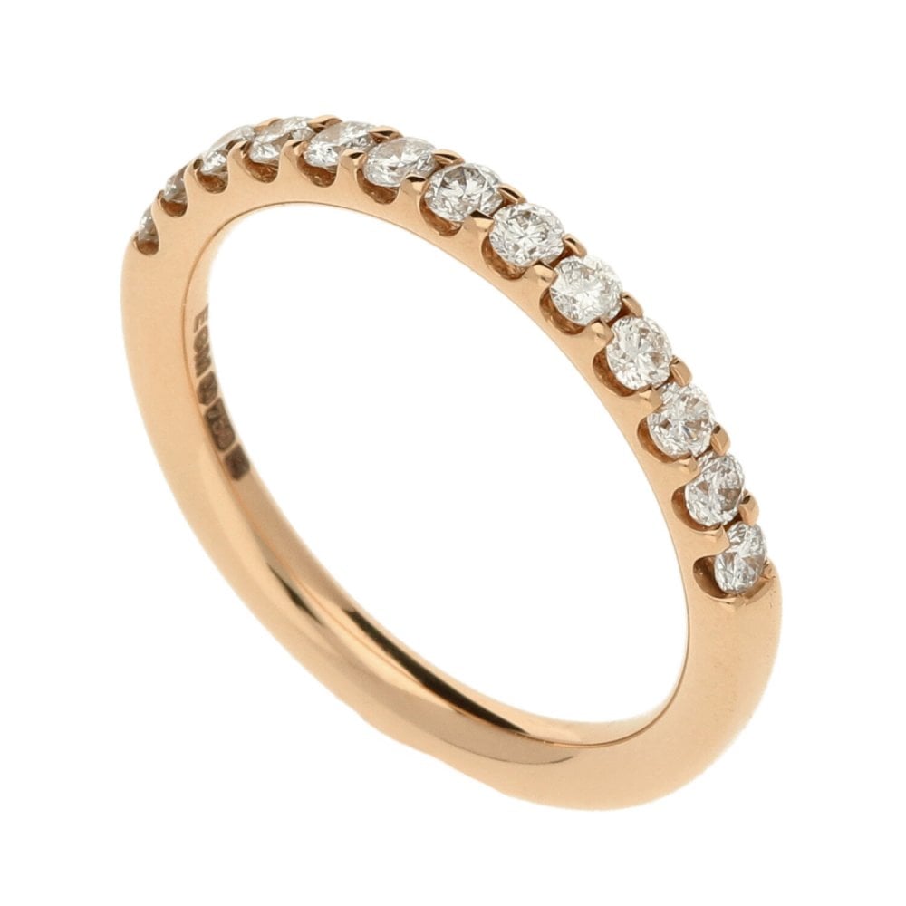 Ladies 18ct Rose Gold Diamond Half Eternity Ring - 0.50ct