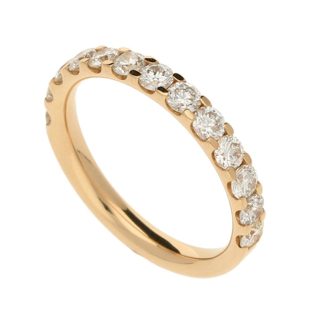 Ladies 18ct Rose Gold Half Eternity Diamond Ring - 1.00ct
