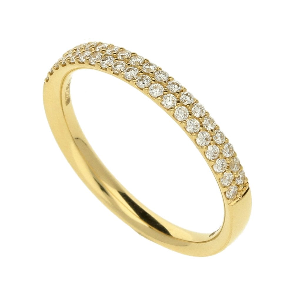 Ladies 18ct Yellow Gold Double Row 0.30ct Diamond Eternity Ring