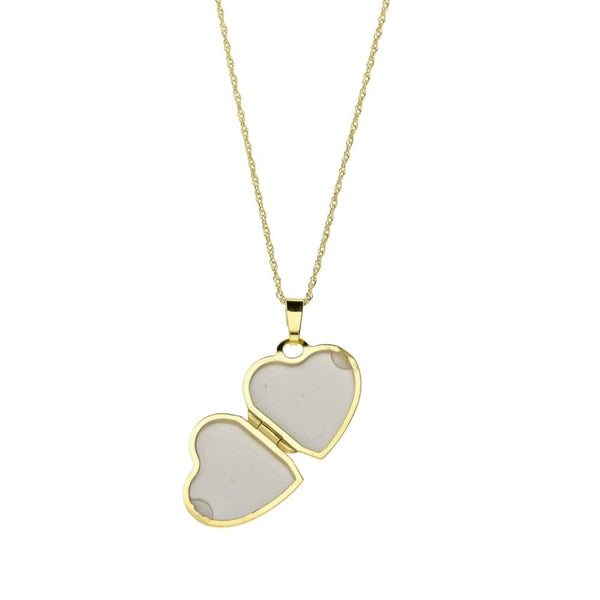 9ct Yellow Gold Diamond Heart Locket & Necklace - 18" - 0.01ct