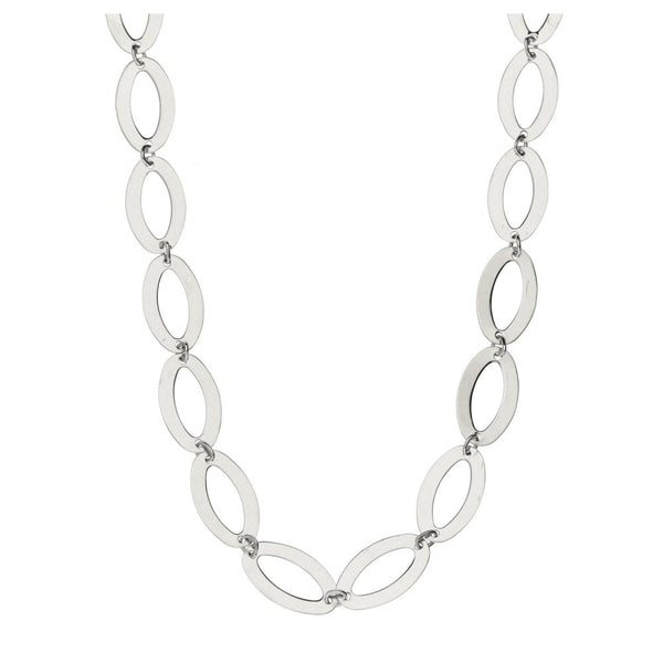 9ct White Gold Flat Elliptic Necklace - 17" - 3.8g