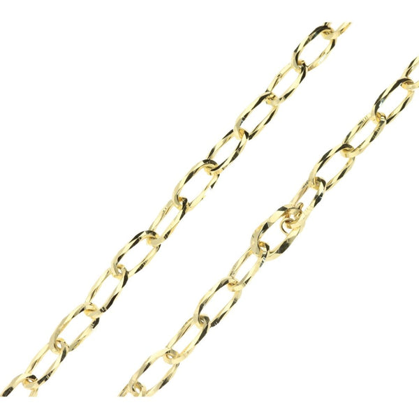 Ladies 9ct Yellow Gold Oval Diamond Cut Link Chain - 20"