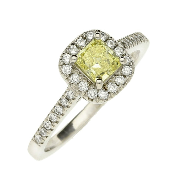 Ladies Platinum Certified Radiant Cut Yellow Diamond Ring - 4.7g